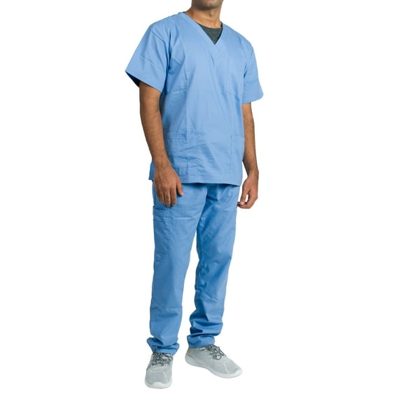 Medgear Scrubs Set - Unisex, Cargo Pants, V-Neck Top, Short Sleeve, Relaxed Fit