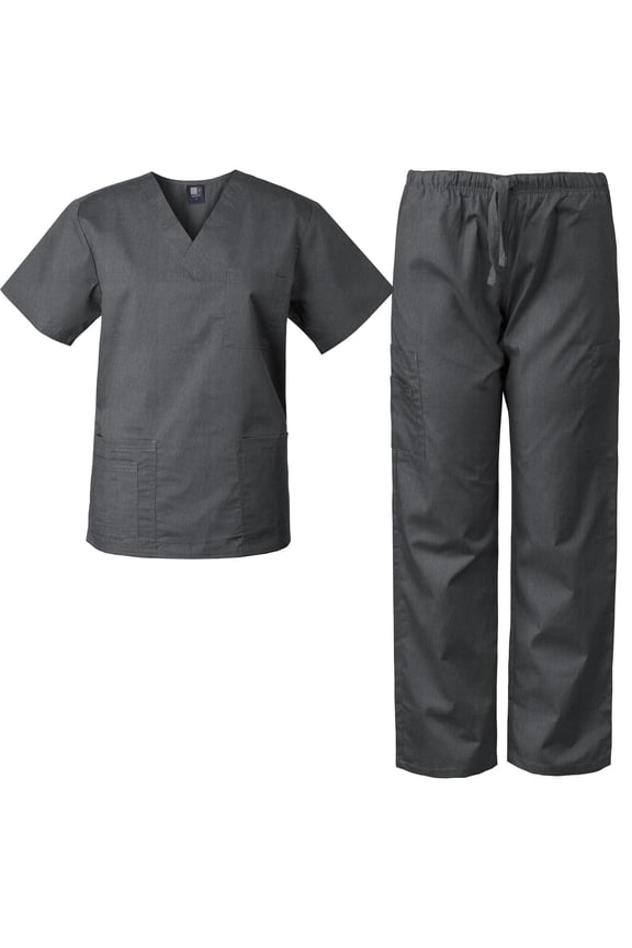 Scrubs Set - Unisex, Cargo Pants, V-Neck Top, Short Sleeve, Relaxed Fit