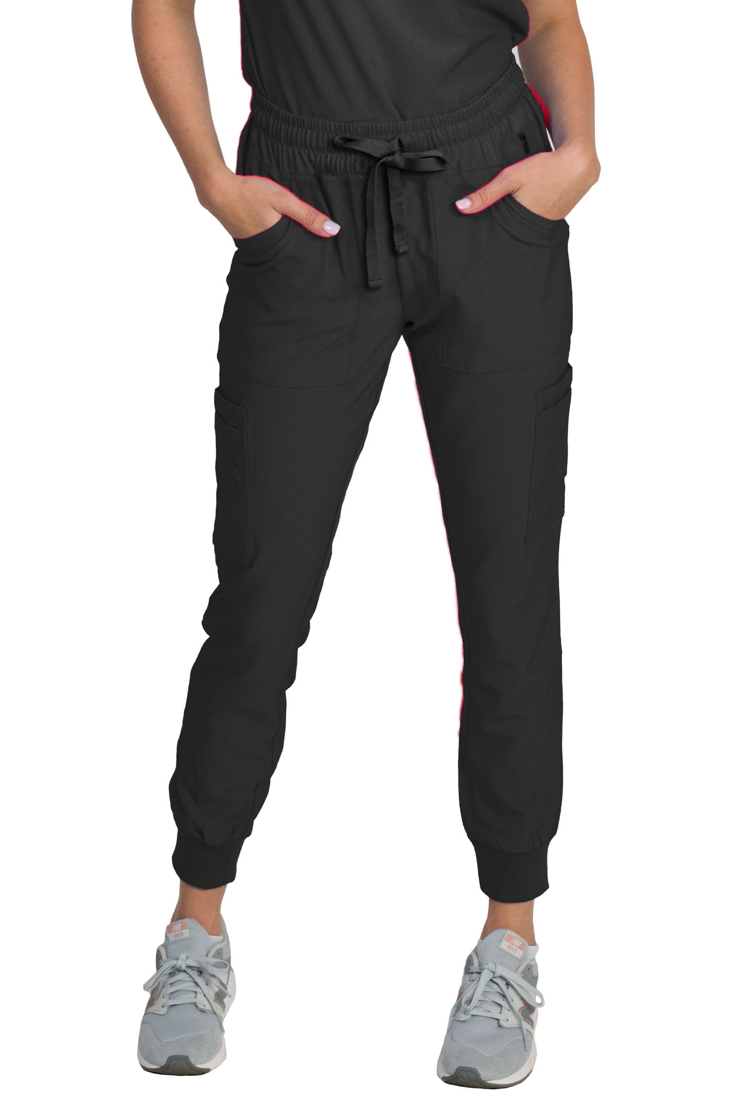 Medgear Scrubs for Women, 4way Stretch Jogger Scrub Pants with Knit Rib Cuffs and Multiple
