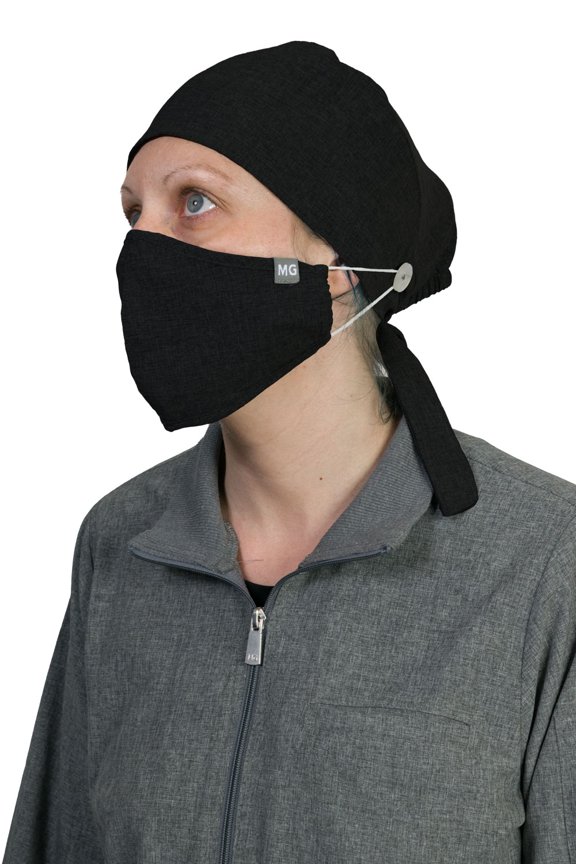 Unisex Scrub Cap and Mask Combo, Black