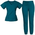 thumbnail image 1 of Medgear Women's 12-Pocket Jogger Scrub Set, Caribbean, 2X-Large, 1 of 3