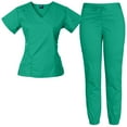 thumbnail image 1 of Medgear Women's 12-Pocket Jogger Scrub Set, Jade, 3XL, 1 of 4