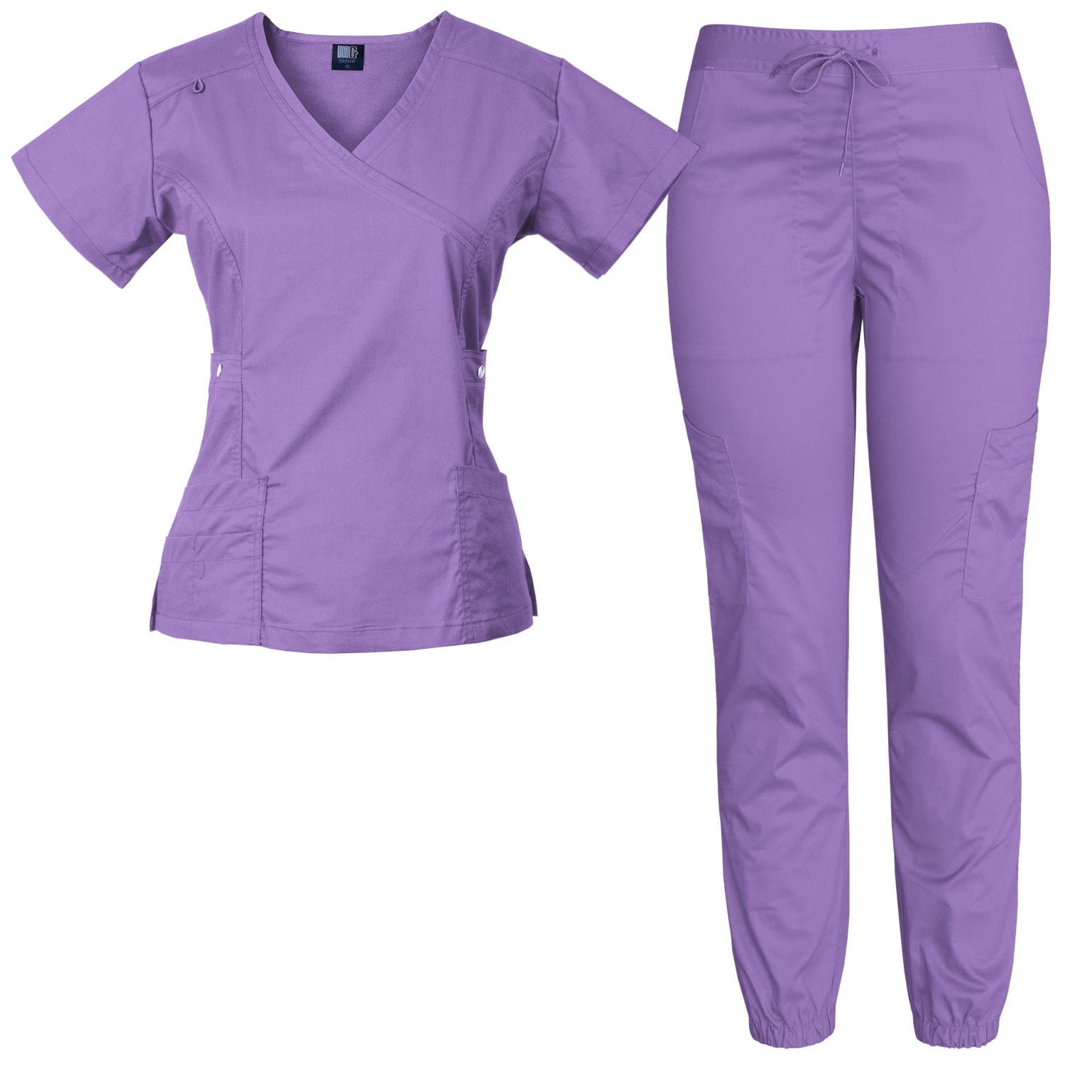 Medgear Women #39 s 12 Pocket Jogger Scrub Set Lilac L Walmart com Medgear Women #39 s 12 Pocket Jogger Scrub Set Lilac L Walmart com
