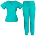 thumbnail image 1 of Medgear Women's 12-Pocket Jogger Scrub Set, Mint, XL, 1 of 4
