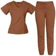 thumbnail image 1 of Medgear Women's 12-Pocket Jogger Scrub Set, Mocha, 2XL, 1 of 3