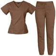 thumbnail image 1 of Medgear Women's 12-Pocket Jogger Scrub Set, Espresso, XL, 1 of 2
