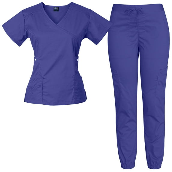 Medgear Women's 12-Pocket Jogger Scrub Set, Galaxy, L