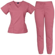 Medgear Women's 12-Pocket Jogger Scrub Set, Mauve, XX-Large