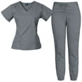 thumbnail image 1 of Medgear Women's 12-Pocket Jogger Scrub Set, Pewter, 2X-Large, 1 of 3