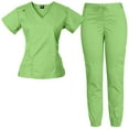 thumbnail image 1 of Medgear Women's 12-Pocket Stretch Jogger Scrub Set, Pistachio, 3X-Large, 1 of 3