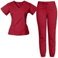 thumbnail image 1 of Medgear Women's 12-Pocket Jogger Scrub Set, Red, 3X-Large, 1 of 2