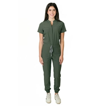 Medgear Women's Scrubs Jumpsuit with 8 Pockets