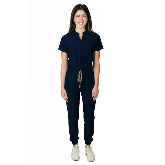 Medgear Women's Scrubs Jumpsuit with 8 Pockets