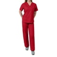 thumbnail image 1 of Medgear Womens Scrubs Set V-Neck Top and Drawstring Pant Medical Uniform, 1 of 4