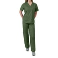 thumbnail image 1 of Medgear Womens Scrubs Set V-Neck Top and Drawstring Pant Medical Uniform, 1 of 4