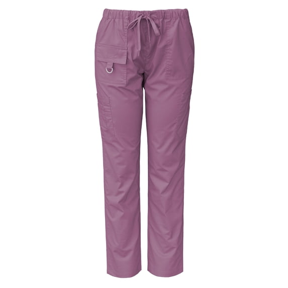Medgear Womens Stretch Scrubs Pants, Utility Style with 7 Pockets and Loop, Mauve, Small