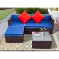 thumbnail image 1 of Medgthi Patio Furniture Set, 3 Piece Outdoor Patio Sectional Wicker Rattan Furniture Sofa Set For Yard,Pool or Backyard (Blue), 1 of 6