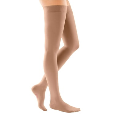 mediven comfort for Men & Women, 20-30 mmHg Thigh High w/Beaded Silicone Top Band Closed Toe Compression Stockings, Natural, II-Petite