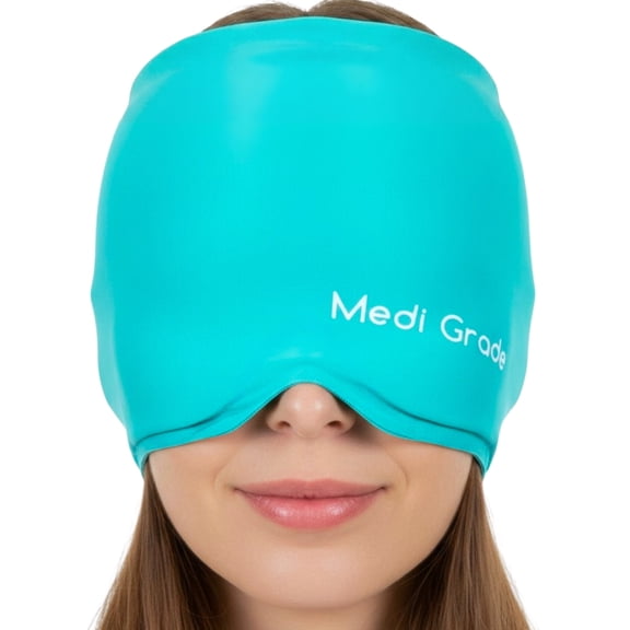 Medi Grade Migraine Relief Cap - Cooling Headache Relief Cap with Full Coverage - Soft Flexible Fabric Gel Migraine Cap That Blocks Light, Reusable Migraine Mask for Cold Therapy
