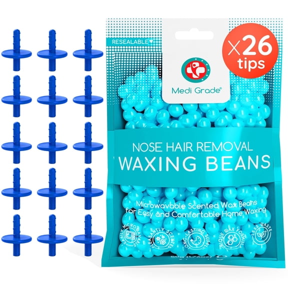 Medi Grade Nose Wax Refill Kit – 50g Beads with 26 Tips for Nasal Hair Removal