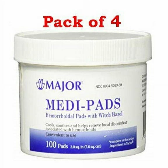 Medi-Pads With Witch Hazel Hemorrhoidal 100 Ct Jar by Major Pharmaceuticals