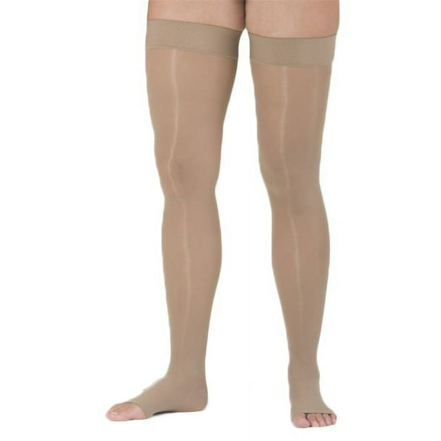 Medi Plus Open Toe Thigh Highs w/ SIlicone Dot Band - 40-50 mmHg   Beige VII  Reg 400-VII-BEIGE