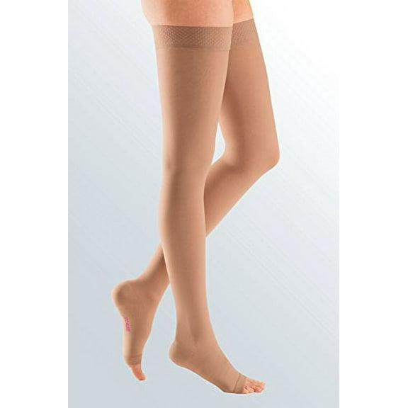 Mediven Plus Thigh High 30-40 mmHg. Open Toe w/ Silicone Top Band Compression Socks