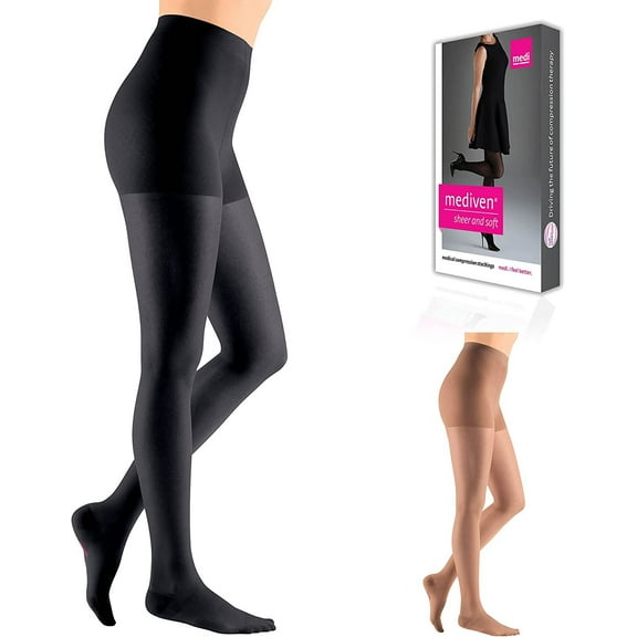 Medi Sheer & Soft Closed Toe Pantyhose - 30-40 mmHg Ebony V Reg 440-V-EBONY