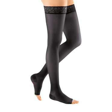 Medi Sheer & Soft Thigh Highs, Open Toe, Stay Lace Band (Size: II) 30-40mmHg Natural