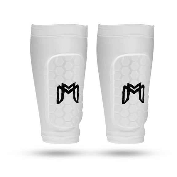 MediCaptain Mini Soccer Shin Guard Sleeves with Built-In EVA Pads, (White)