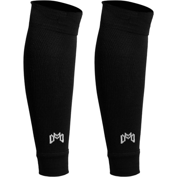 MediCaptain Pre-Cut Soccer Sleeve Socks for Adults and Youth, Companion for Soccer Grip Socks, Securely Holds Shin Guards, Breathable Compression Calf Sleeve (Black)