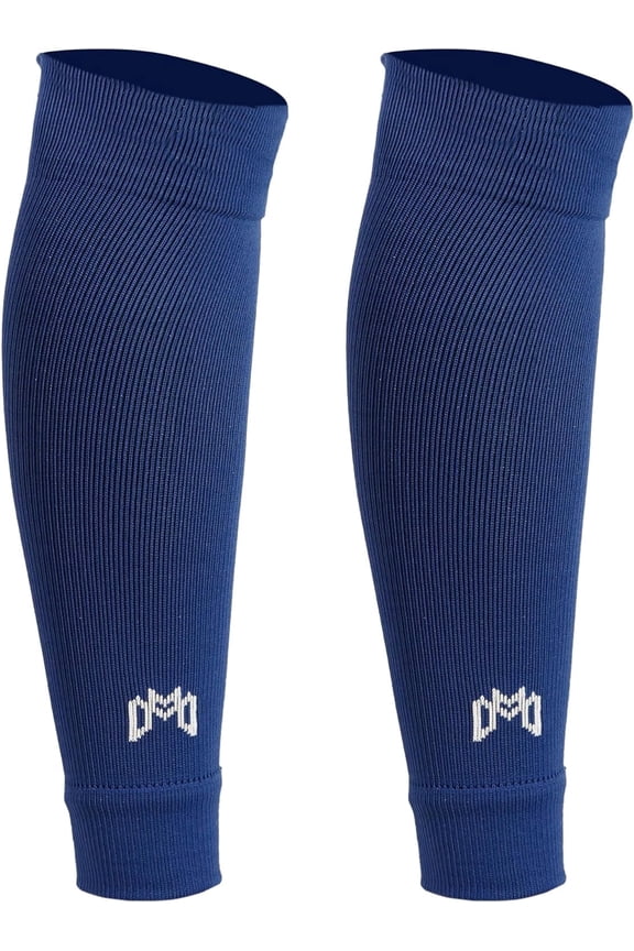 Pre-Cut Soccer Sock Sleeves for Adults & Youth, Shin Guard Compatible, 1 Pair (Navy)