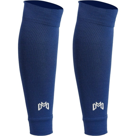 MediCaptain Pre-Cut Soccer Sleeve Socks for Adults and Youth, Companion for Soccer Grip Socks, Securely Holds Shin Guards, Breathable Compression Calf Sleeve (Navy)