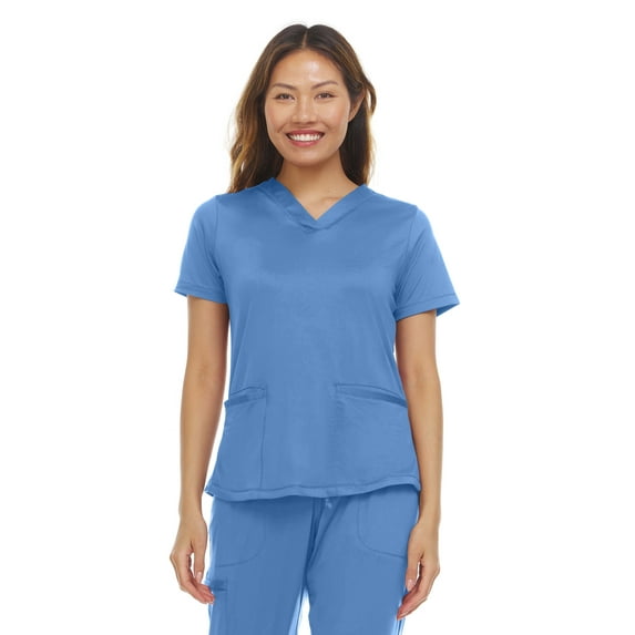 MediChic Active Wear V-Neck Athletic Yoga Top with Two Pockets