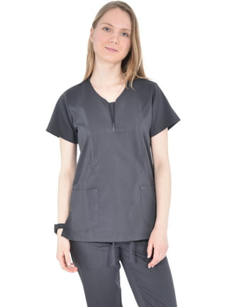  Marilyn Monroe Stretch V-Neck Piping Medical Scrub Top with  Multiple Pockets, Black, XS: Clothing, Shoes & Jewelry