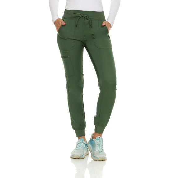 MediChic Jogger Scrub Pants for Women, Soft 4-Way Stretch Women's Medical Scrub Pants, 6-Pockets with Ribbed Waistband and Drawstring, For Nurses, Doctors, and Health Workers
