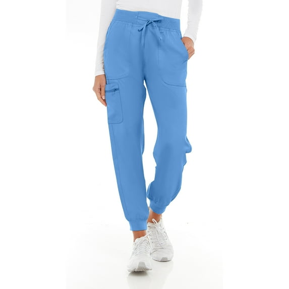 MediChic Medical Nursing Ribbed Scrub Joggers for Women - Stretch Jogger Scrub Knit Waist Bottoms with 6 Pockets, Easy Care