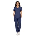 thumbnail image 1 of MediChic Women’s Premium Scrub Set – V-Neck Notch Scrub Top & 6-Pocket Jogger Scrub Pants, 4-Way Stretch, Medical Uniform Navy 3X-Large, 1 of 5