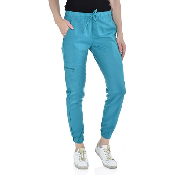 MediChic Women's Seven Pocket Cargo Scrub Pants Joggers with 4-Way Stretch Scrubs, Easy Care for Women
