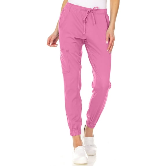 MediChic Womens Scrub Joggers 4-Way Stretch Anti-Wrinkle Moisture-Wicking Elastic Waistband Four Pocket Jogger Pants