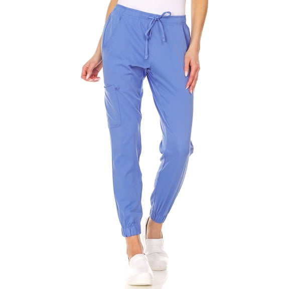MediChic Womens Scrub Joggers 4-Way Stretch Anti-Wrinkle Moisture-Wicking Elastic Waistband Four Pocket Jogger Pants