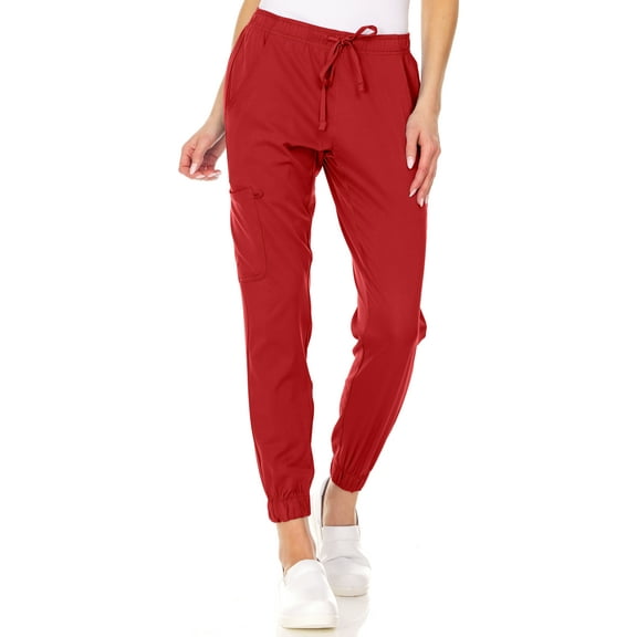 MediChic Womens Scrub Joggers 4-Way Stretch Anti-Wrinkle Moisture-Wicking Elastic Waistband Four Pocket Jogger Pants