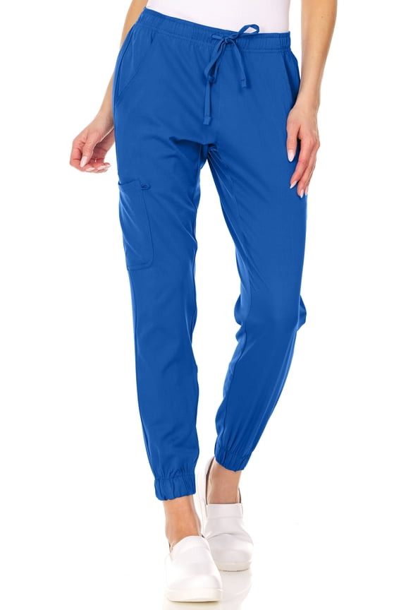 Womens Scrub Joggers 4-Way Stretch Anti-Wrinkle Moisture-Wicking Elastic Waistband Four Pocket Jogger Pants