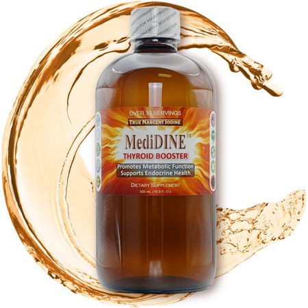 MediDINE Thyroid Booster Nascent Iodine Nutritional Supplement – 500 mL (16.9 Fl Oz) in Amber Glass Bottle