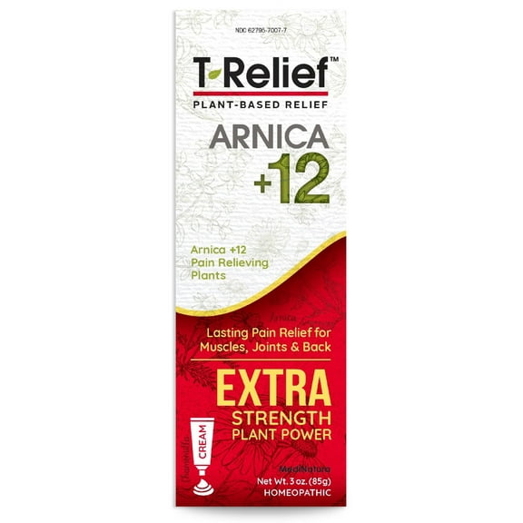 T-Relief Extra Strength Cream Arnica +12 Natural Relieving Actives for Back Pain Joint Soreness Muscle Aches & Stiffness, Whole Body Fast Acting Relief for Women & Men - 3 oz
