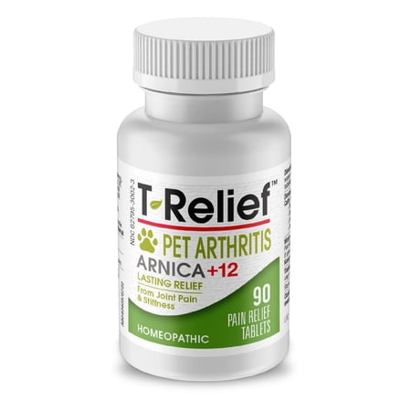 MediNatura T-Relief Pet Arthritis Relief Arnica +12 Powerful Natural Homeopathic Medicines - Help Ease Hip & Joint Pain for Dog & Cat - 90 Tablets