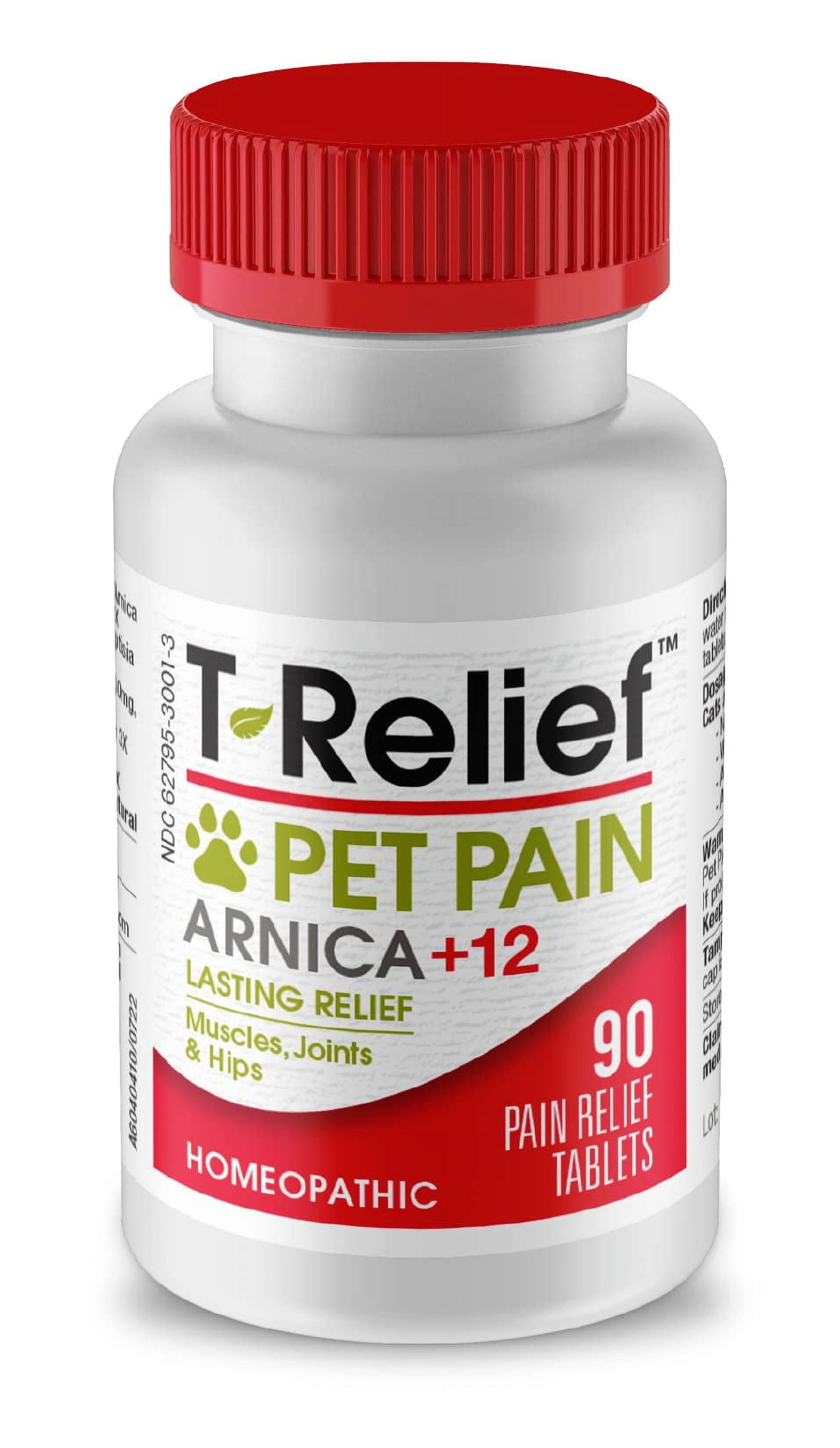 MEDINATURA T-Relief Pet Pain Relief Arnica +12 Powerful Natural Medicines Help Ease Muscle Joint & Hip Pain Soreness Stiffness & Injuries Max Fast-Acting Soother for Dogs & Cats - 90 Tablets