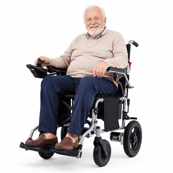 MediNex Lightweight Foldable Electric Wheelchair for Adults, Motorized Power Chair with Removable Battery, 350 lbs Capacity, 20-Mile Range,Extra Wide Seat, Silver