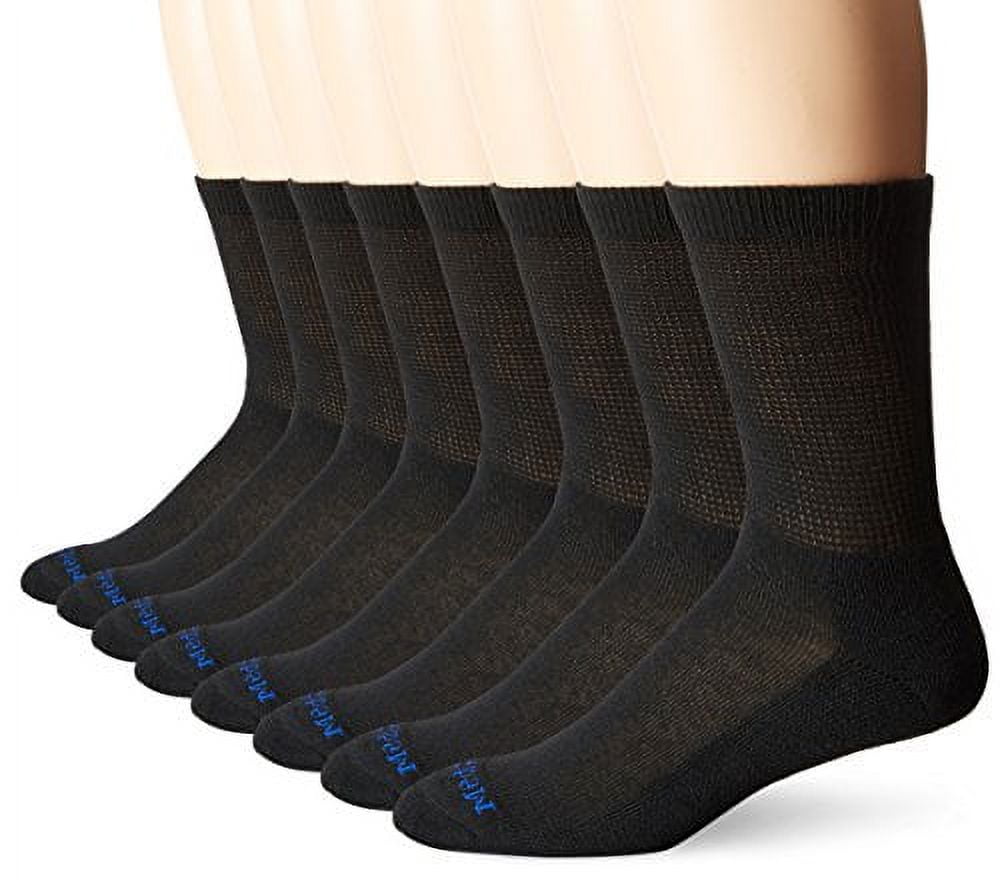 MediPEDS 8 Pair Diabetic Crew Socks with Non-Binding Top, Black, Shoe ...