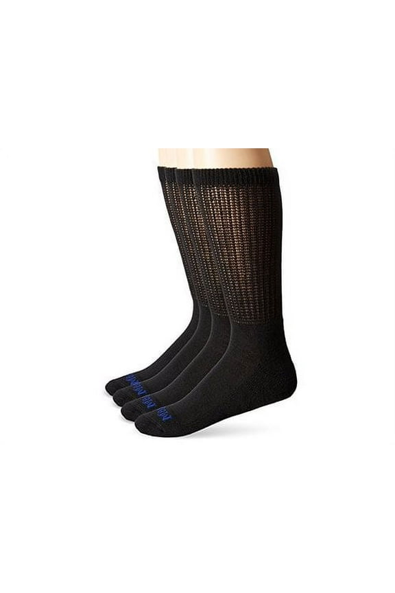 Men's 4 Pack Diabetic Crew Socks, Black, Shoe Size:, Black, Size 9.0